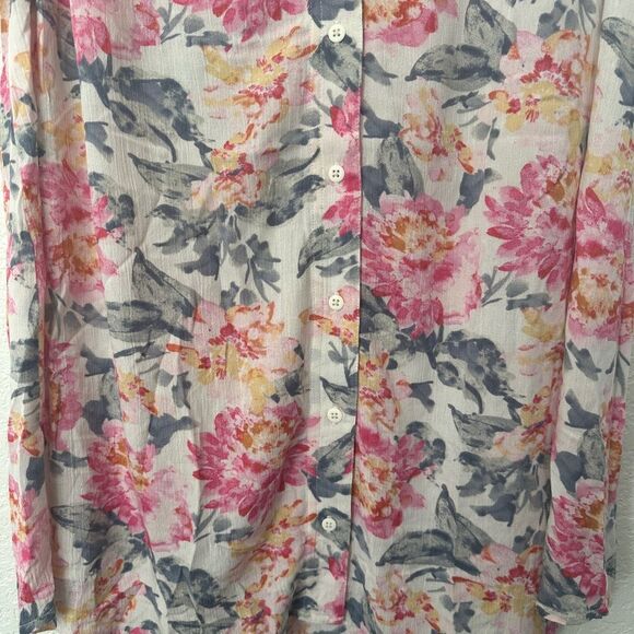 Z Supply Pink and Gray Floral Button-Down Shirt Blouse Size Small - Picture 3 of 7